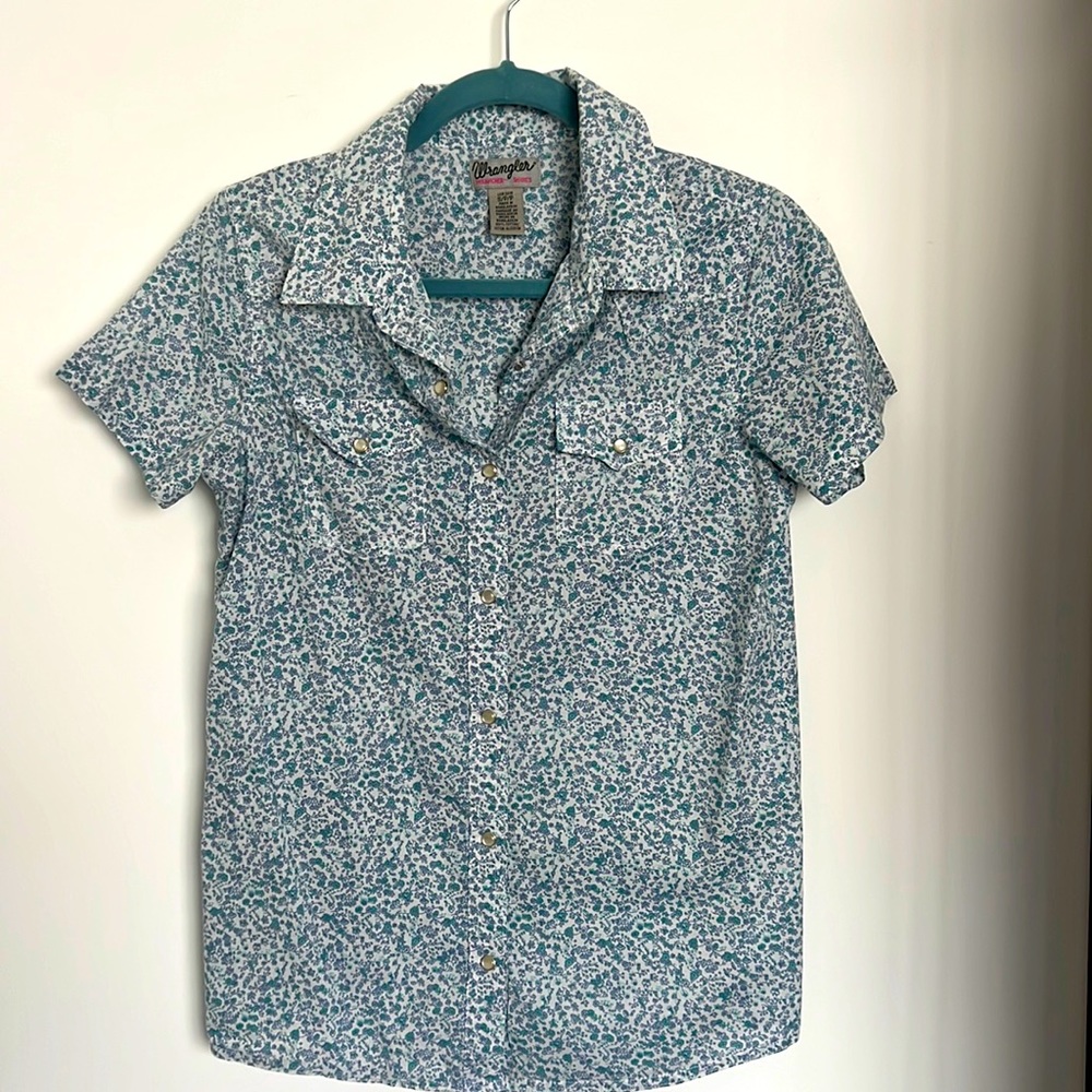 Wrangler short sleeve wester blouse w pearl snaps NWOT sz Small